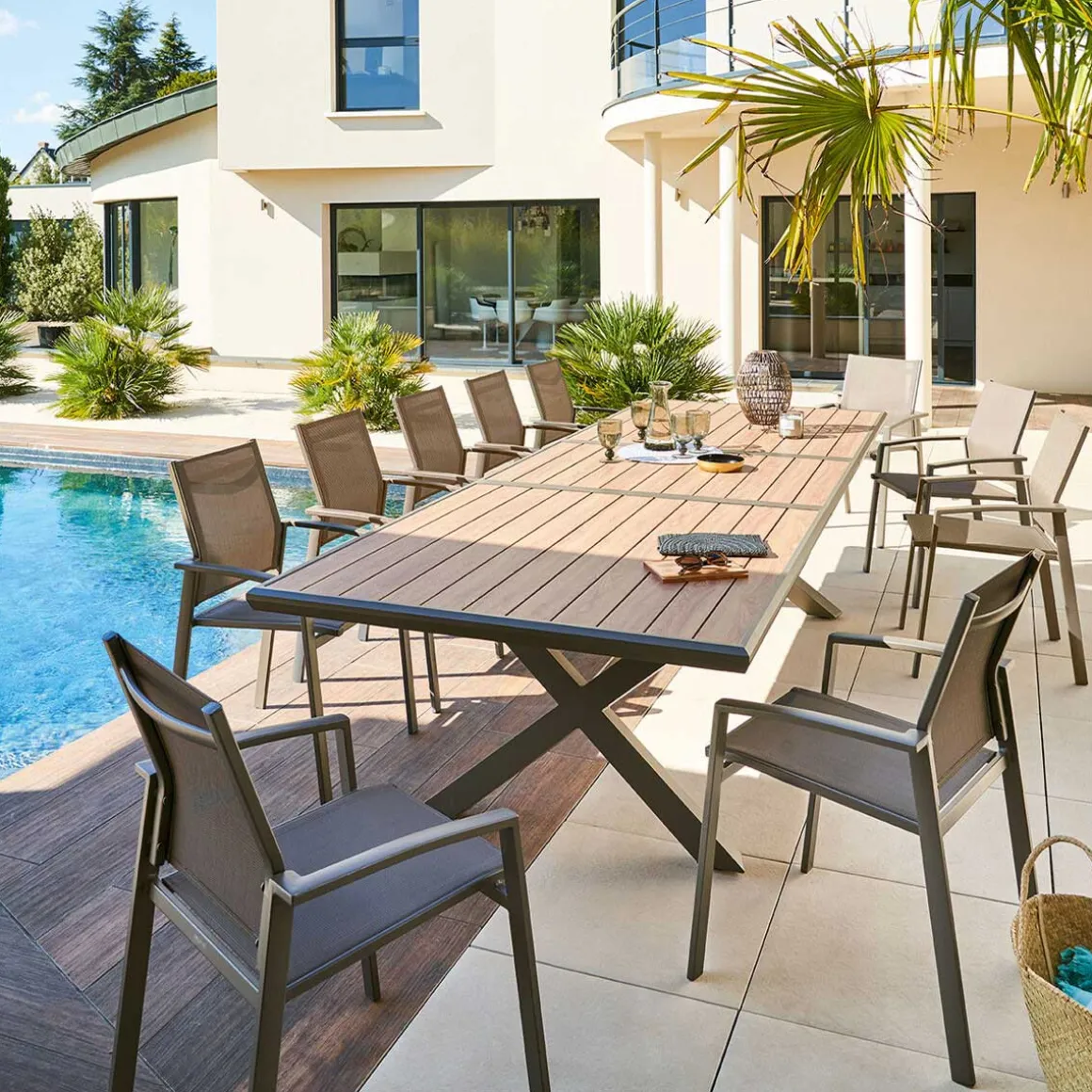 Mesa extensible AXIOME praline y honey 250-330cm