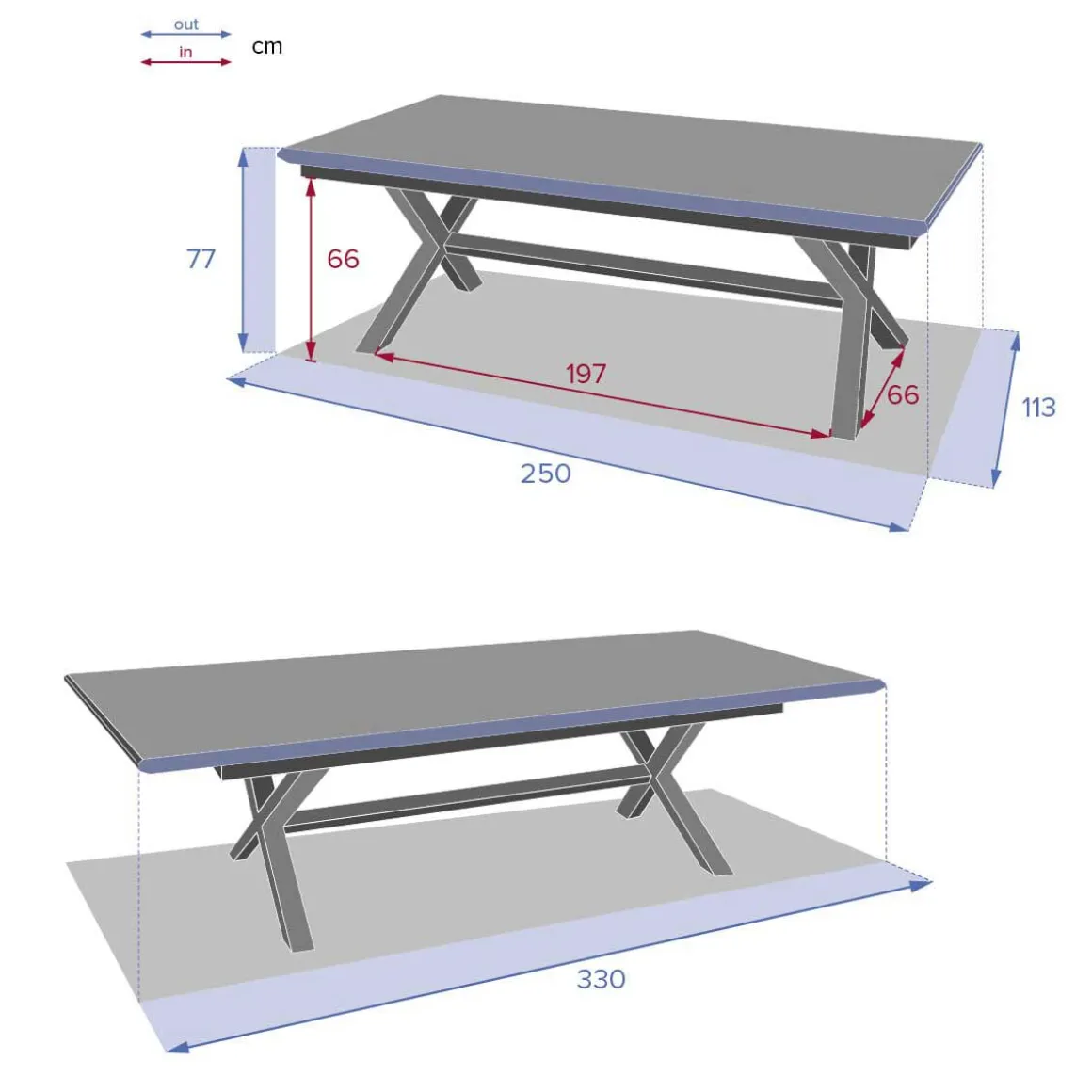 Mesa extensible AXIOME praline y honey 250-330cm