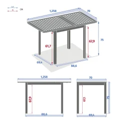 Mesa extensible FOLYA de aluminio y madera