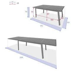 Mesa extensible PAVANE gris graphite 170-264cm
