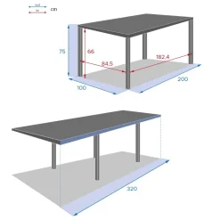 Mesa extensible PIAZZA gris graphite 200-320cm