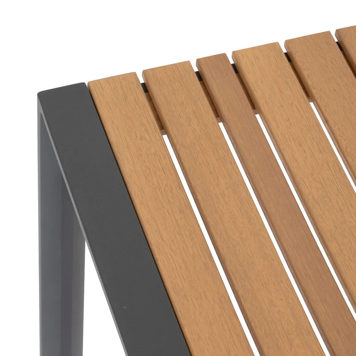 Mesa LENSIA de aluminio y madera eucalipto