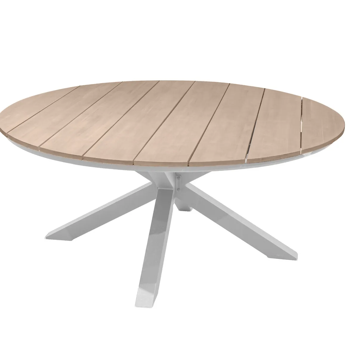 Mesa ORIENGO redonda blanca de madera acacia