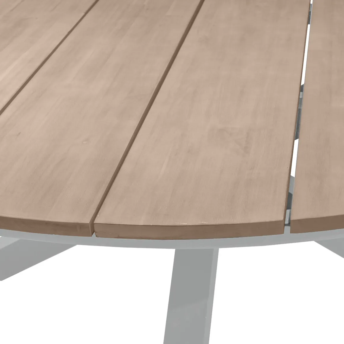 Mesa ORIENGO redonda blanca de madera acacia