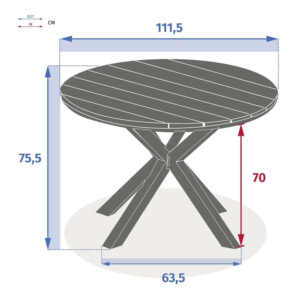 Mesa ORIENGO redonda blanca de madera acacia