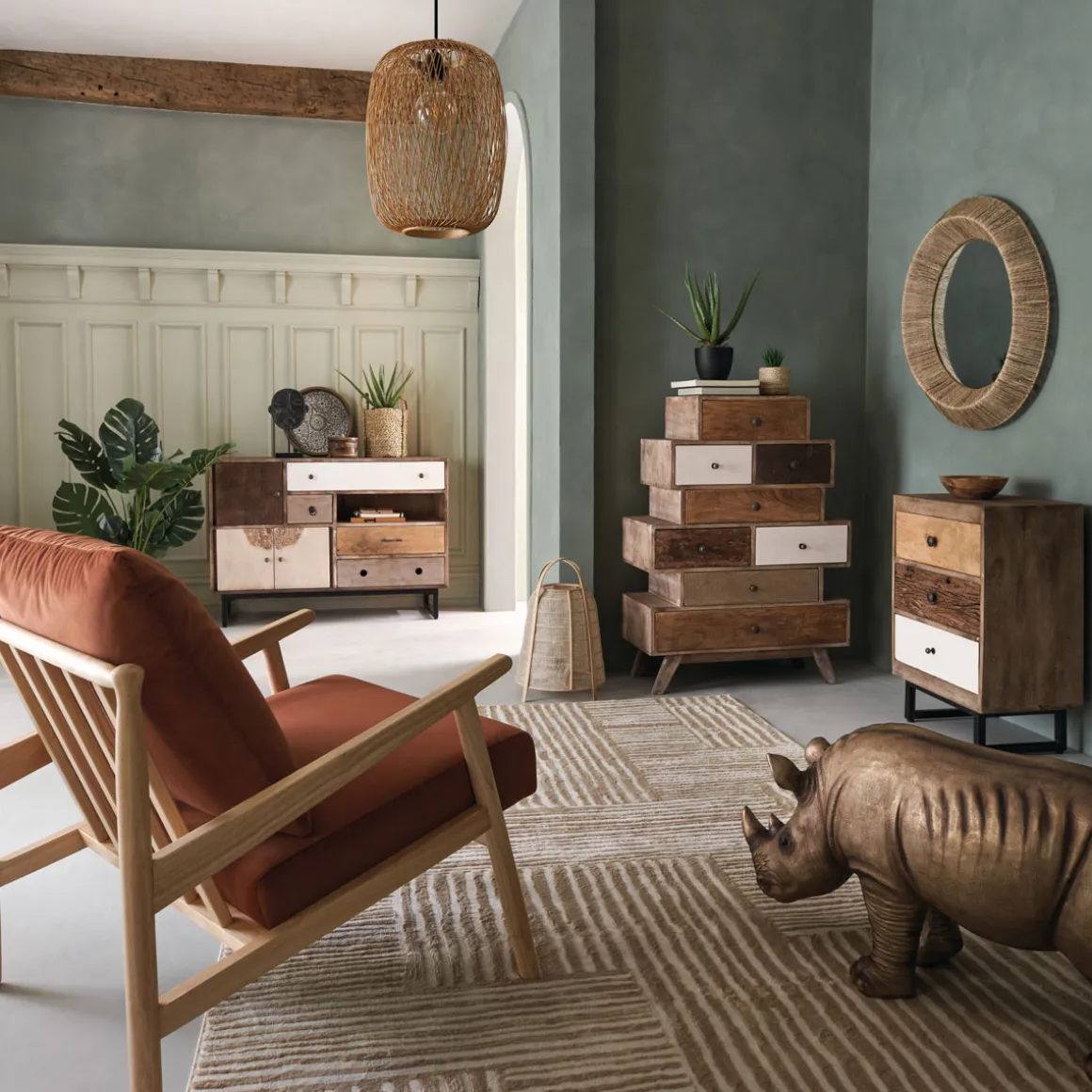 Mesita De Noche 3 Cajones Koval 49x33x73