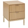 Mesita de noche con 2 cajones de mdf beige TASSO