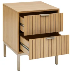 Mesita de noche con 2 cajones de mdf beige TASSO