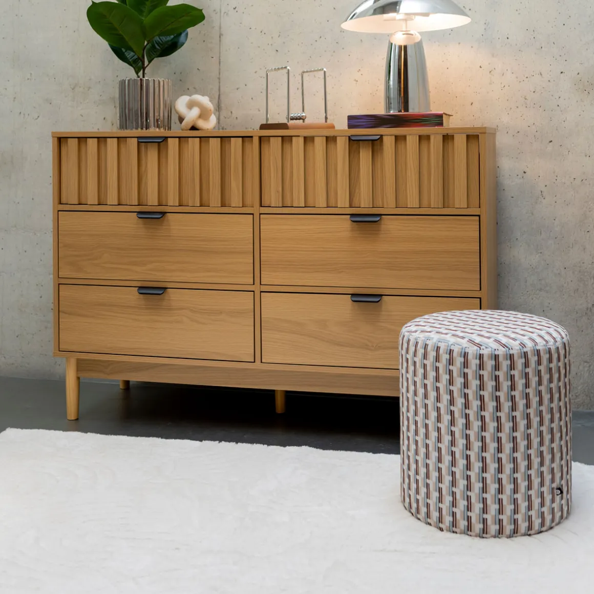 Mueble de apoyo RAWA beige con 6 cajones