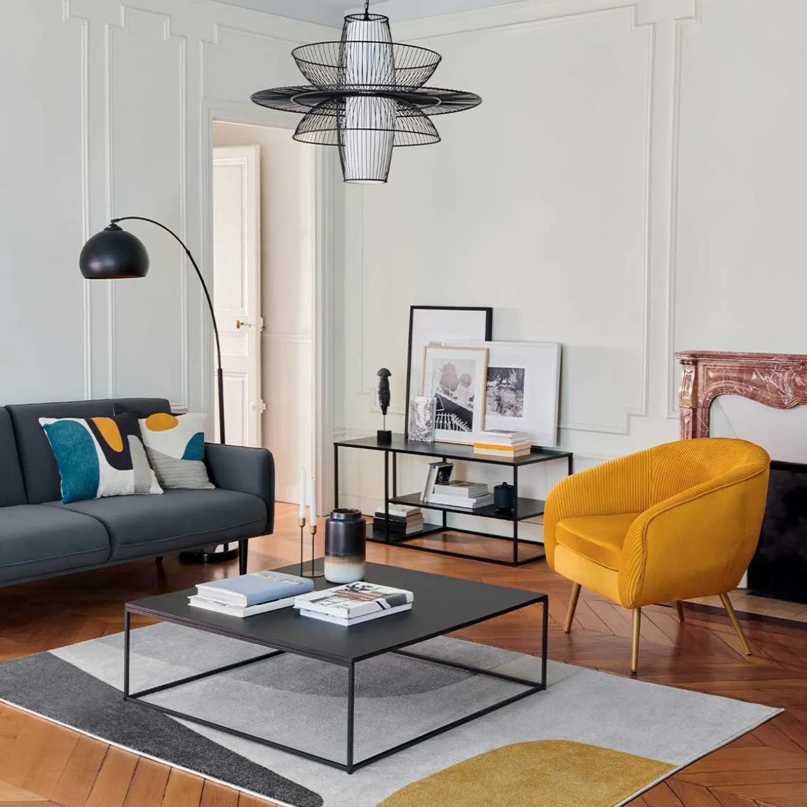 Mueble De Tv De Metálico Negro 120x50x50Cm