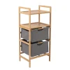 Mueble para baño de bambú con 2 cestas para ropa