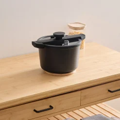 Olla a presión negra de aluminio 6L