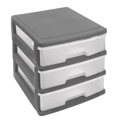 Organizador C/3 Cajones A4 Plástico Gris