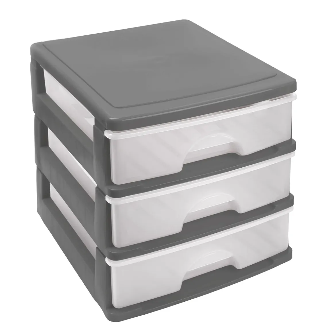 Organizador C/3 Cajones A4 Plástico Gris