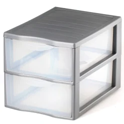 Organizador C/2 Cajones A4 Plástico Gris