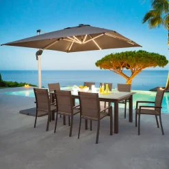 Parasol EQUADOR gris ardósia con led 3x3m