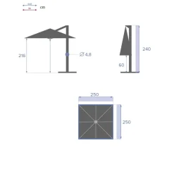 Parasol excéntrico MANOA azul canard 2.5x2.5m