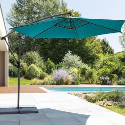 Parasol MANOA excéntrico azul canard 3m