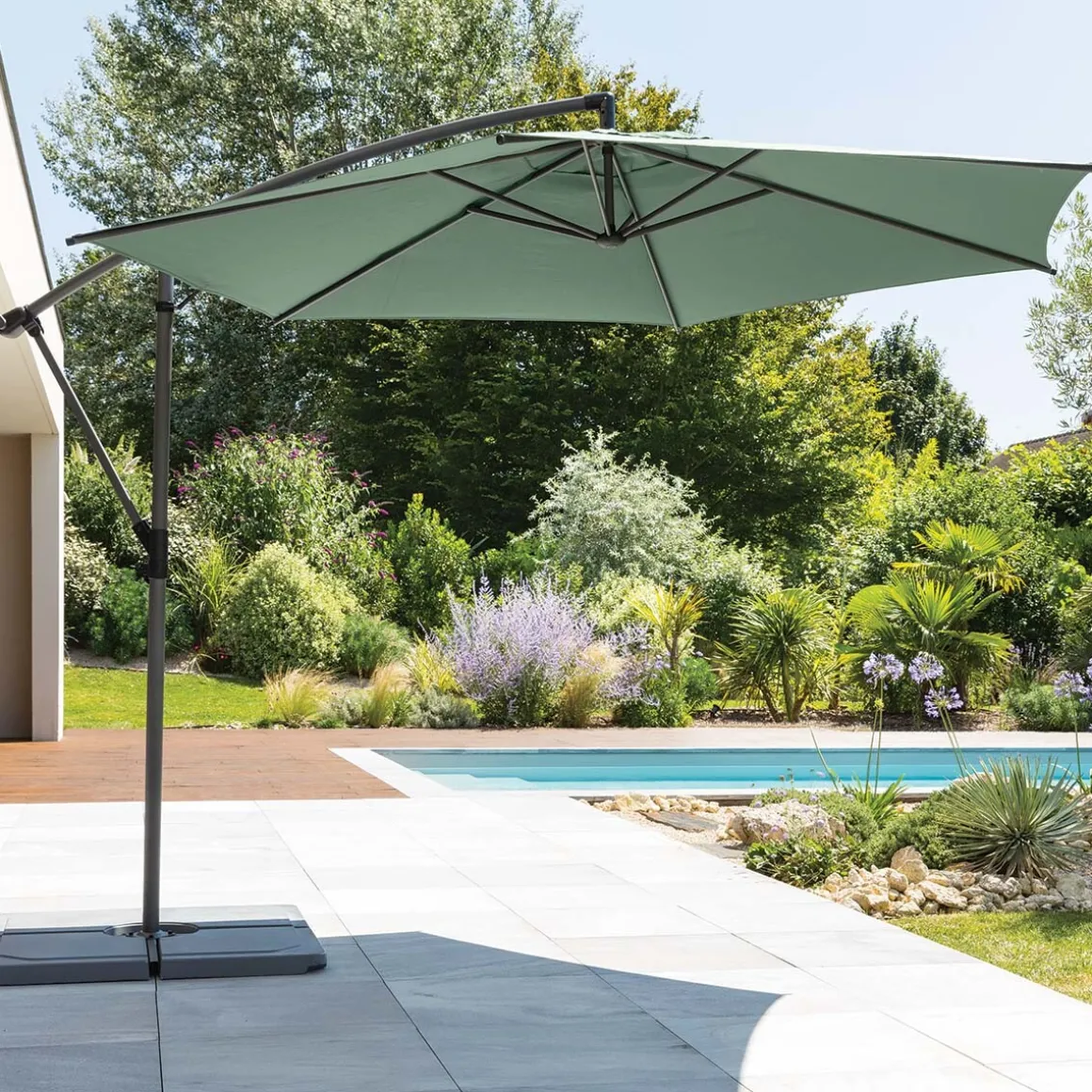 Parasol MANOA excéntrico verde oliva 3m