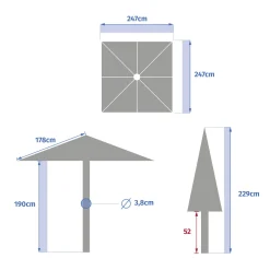 Parasol SOYA argile blé 2.5m