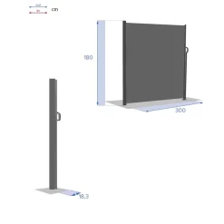 Paraviento plegable color grafito 3x1m