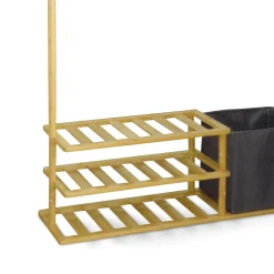 Perchero C/Cesta Y 3 Estantes De Bambú