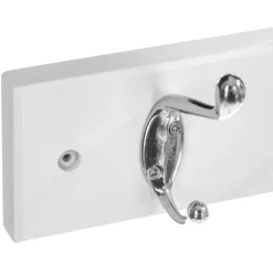 Perchero De Madera Blanco Con 4 Ganchos