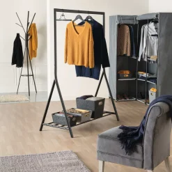 Perchero De Pie De Madera/Metal Negro