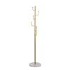 Perchero de pie dorado con 6 ganchos y base marmól