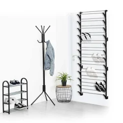 Perchero de pie metálico con 8 ganchos