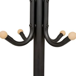 Perchero De Pie Negro Metálico Con 11 Ganchos