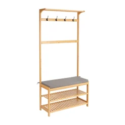 Perchero recibidor c/4 ganchos y zapatero 176cm