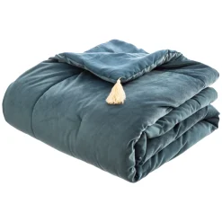 Pie De Cama Terciopelo Azul 80x180Cm