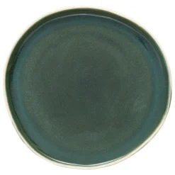 Plato llano WONJA verde de cerámica 27cm