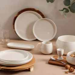 Plato Ovalado Nora Blanco De Porcelana 9x23cm