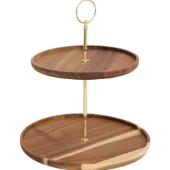 Plato para servir con 2 niveles de madera 28cm