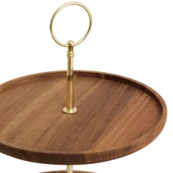 Plato para servir con 2 niveles de madera 28cm