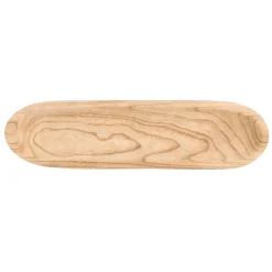 Plato Presentación Ovalado Beige Y Madera Quemada