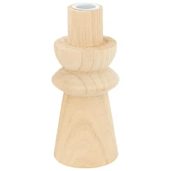 Portavelas De Madera Beige Uma 16cm