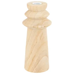Portavelas De Madera Beige Uma 23.5cm