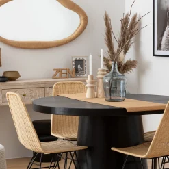 Portavelas De Madera Beige Uma 23.5cm