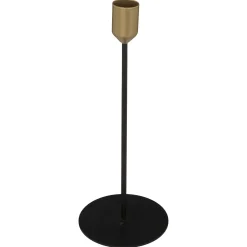 Portavelas De Metal Negro Y Dorado Max