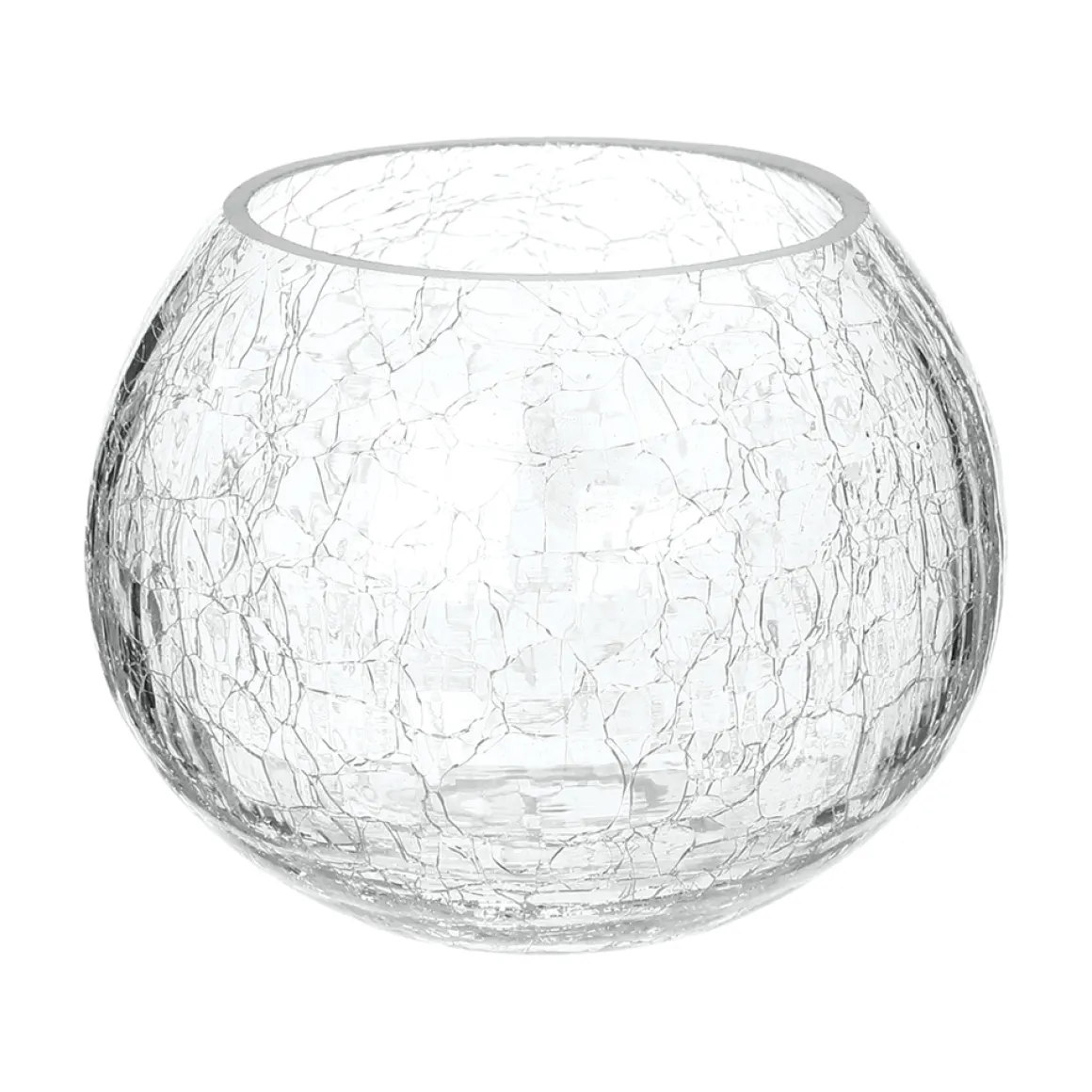 Portavelas De Vidrio Craquelado 12x9.5Cm
