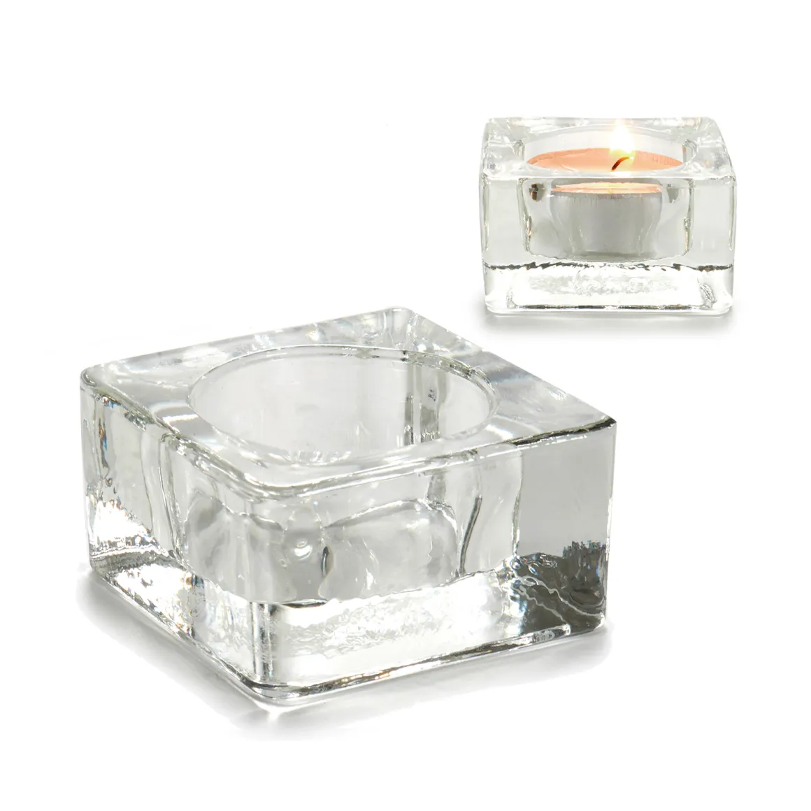 Portavelas De Vidrio 6x6x3Cm