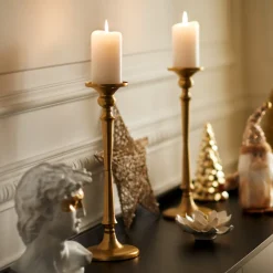 Portavelas Dorado Verso De Metal