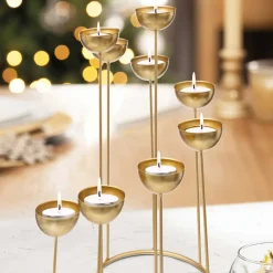 Portavelas Espiral Dorado De Metal