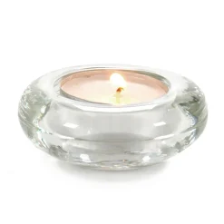 Portavelas redondo de vidrio