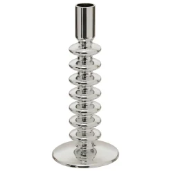 Portavelas SKY plateado de vidrio