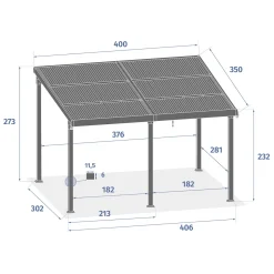 Pérgola ENOLIE graphite de aluminio 3,5x4m