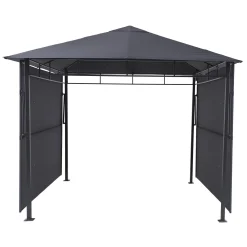 Pérgola OMELYA gris ardósia con cortinas 3x3m